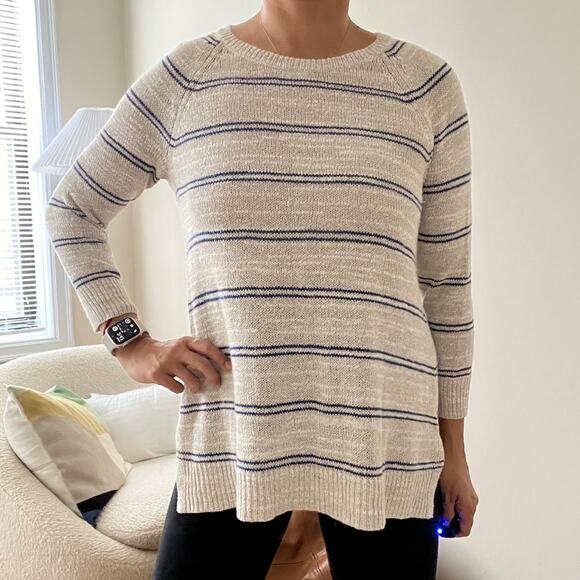 Madewell Crewneck Cabin Stripe Linen Silk Blend Knit Sweater Size S - Picture 9 of 14